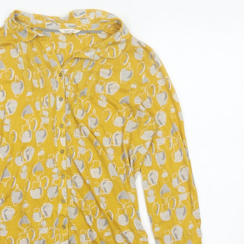 White Stuff Women Yellow Vase Print Tunic Blouse UK 10