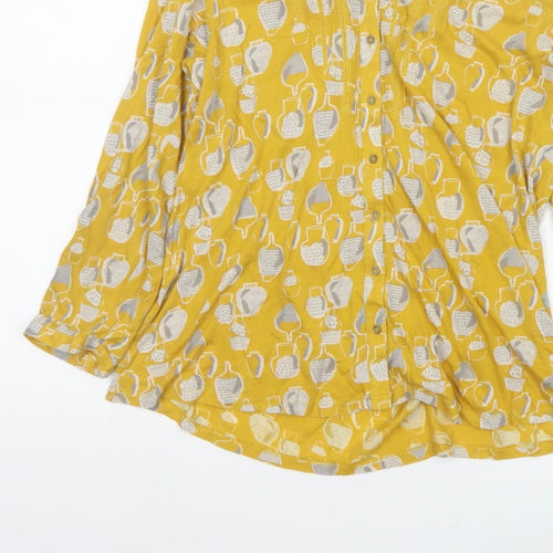 White Stuff Women Yellow Vase Print Tunic Blouse UK 10