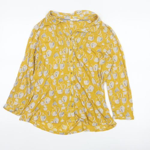 White Stuff Women Yellow Vase Print Tunic Blouse UK 10