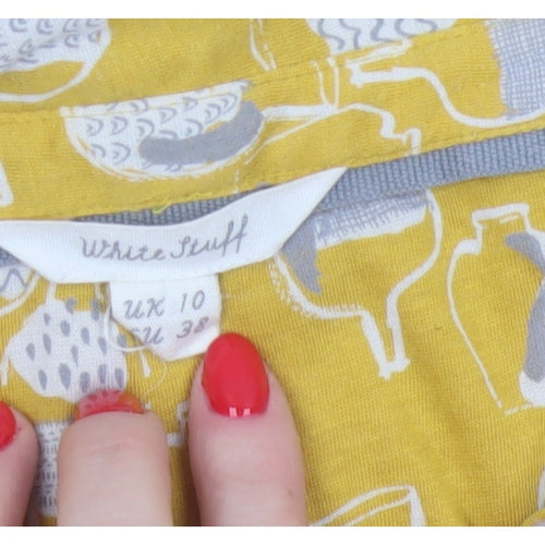 White Stuff Women Yellow Vase Print Tunic Blouse UK 10