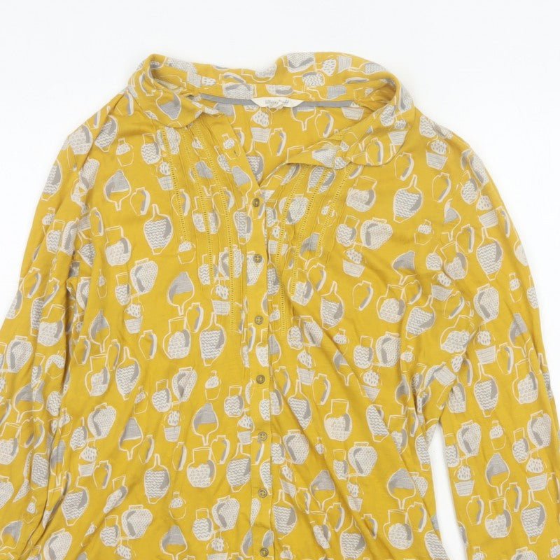 White Stuff Women Yellow Vase Print Tunic Blouse UK 10