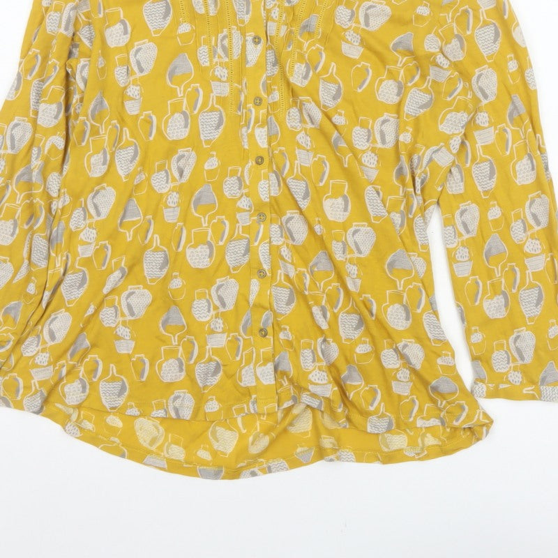 White Stuff Women Yellow Vase Print Tunic Blouse UK 10