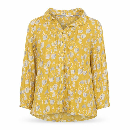 White Stuff Women Yellow Vase Print Tunic Blouse UK 10