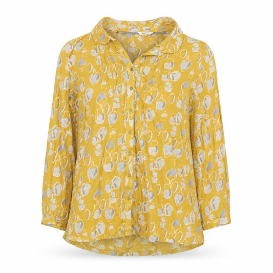 White Stuff Women Yellow Vase Print Tunic Blouse UK 10