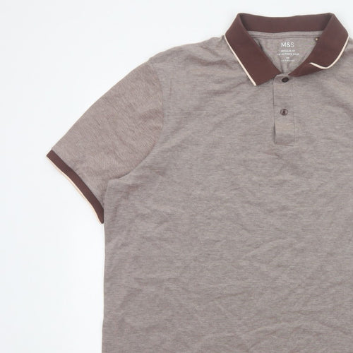 Marks and Spencer Men's Brown 2XL Regular Fit Ultimate Polo Shirt