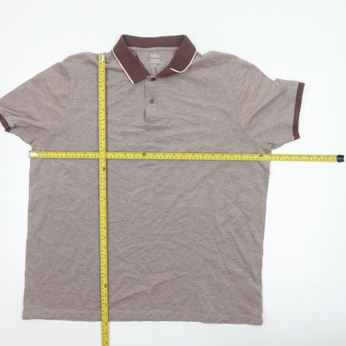 Marks and Spencer Men's Brown 2XL Regular Fit Ultimate Polo Shirt