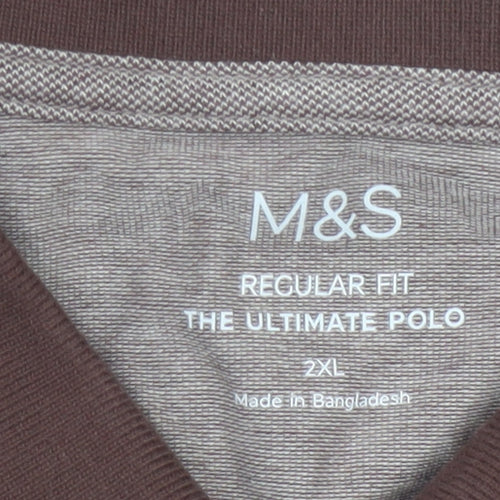 Marks and Spencer Men's Brown 2XL Regular Fit Ultimate Polo Shirt
