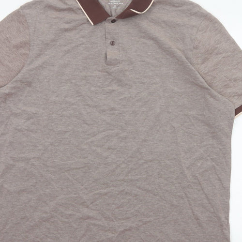Marks and Spencer Men's Brown 2XL Regular Fit Ultimate Polo Shirt