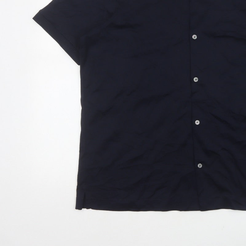 Additional view of Autograph Men’s Blue L Supima Cotton Short Sleeve Button-Up Shirt