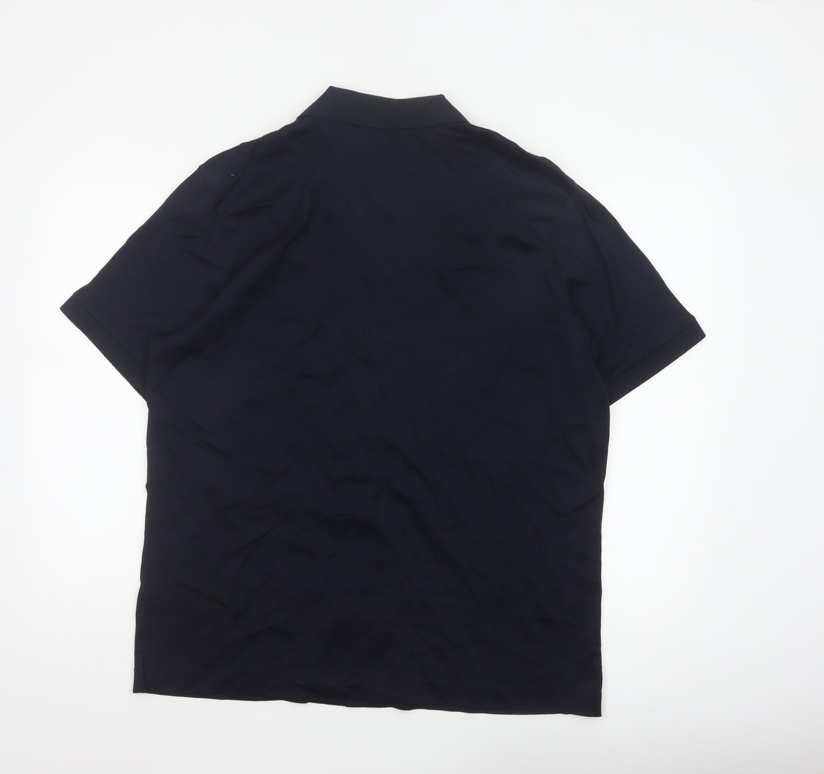 Brand and care label for Autograph Men’s Blue L Supima Cotton Short Sleeve Button-Up Shirt
