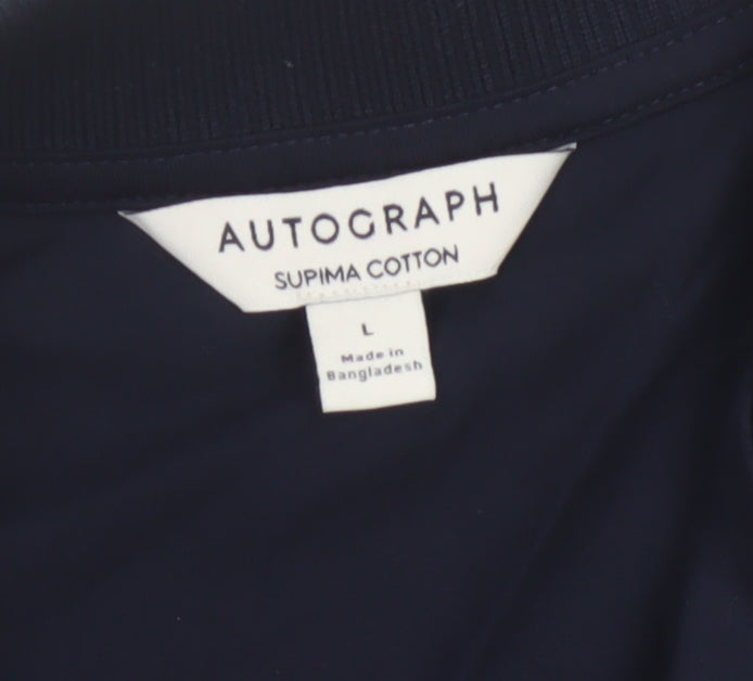 Additional view of Autograph Men’s Blue L Supima Cotton Short Sleeve Button-Up Shirt