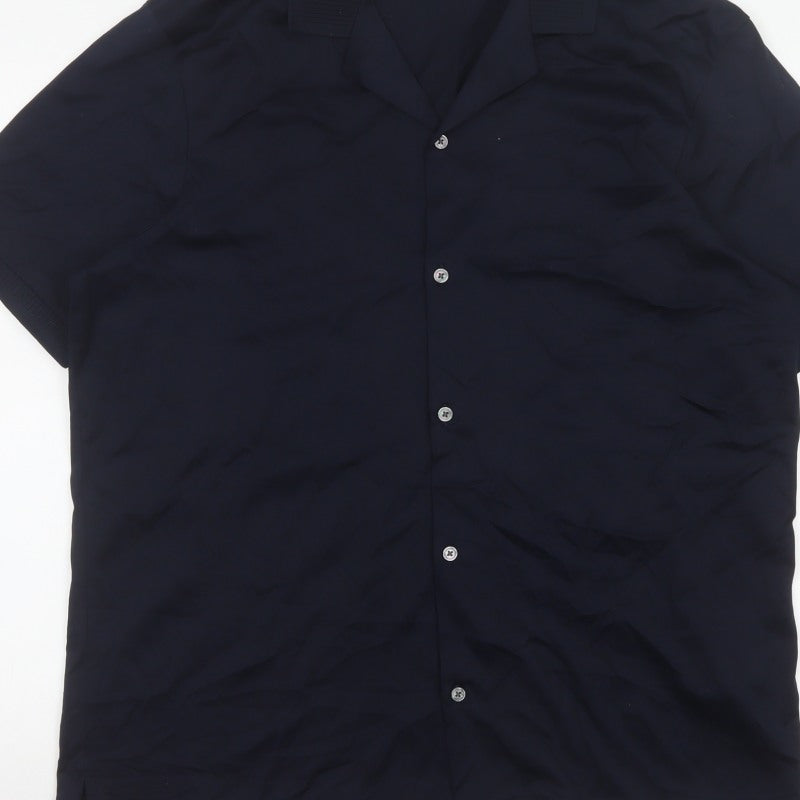 Additional view of Autograph Men’s Blue L Supima Cotton Short Sleeve Button-Up Shirt