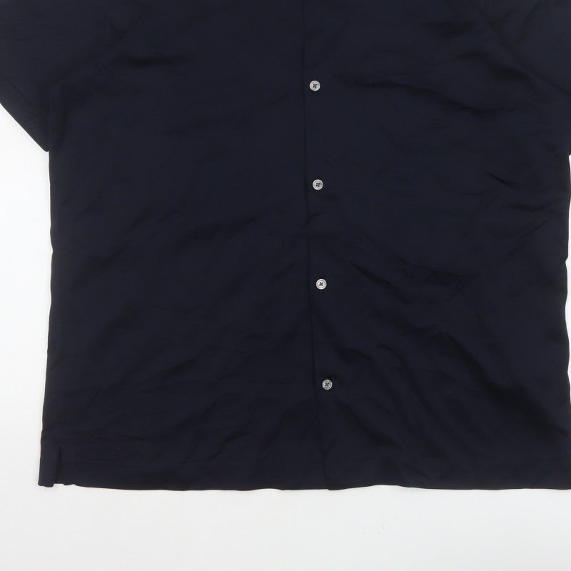 Additional view of Autograph Men’s Blue L Supima Cotton Short Sleeve Button-Up Shirt