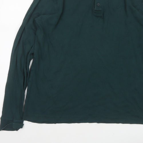James Pringle Men Green Medium Long Sleeve Cotton Polo Shirt