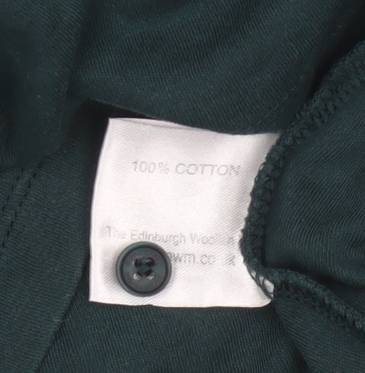 James Pringle Men Green Medium Long Sleeve Cotton Polo Shirt