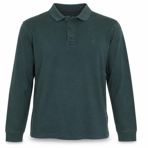 James Pringle Men Green Medium Long Sleeve Cotton Polo Shirt
