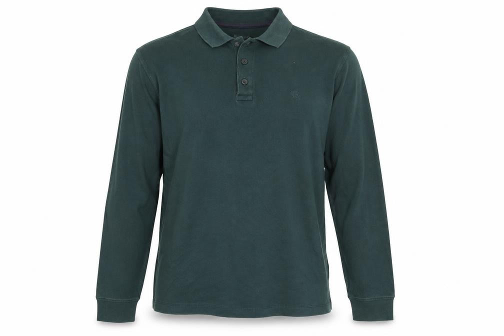 James Pringle Men Green Medium Long Sleeve Cotton Polo Shirt