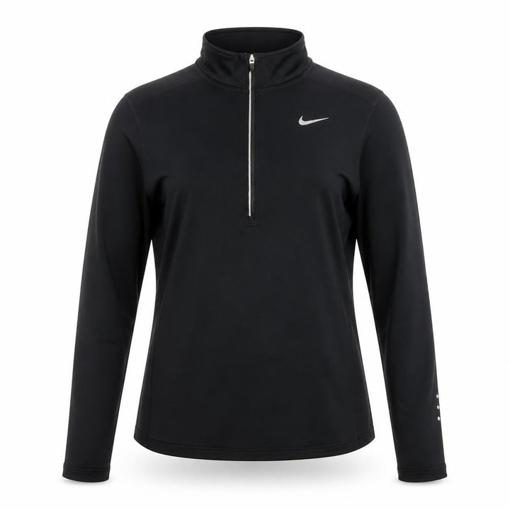 Nike Women Black UK 8 Dri-FIT 1/4 Zip Athletic Running Pullover Top