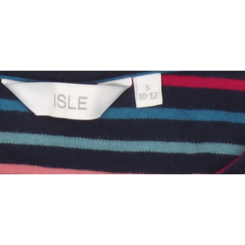 ISLE Women’s Multicoloured Striped Jersey Long Sleeve T-Shirt UK 10