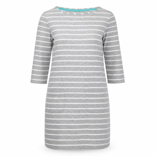 Boden Women Grey White Striped Cotton Tunic T-Shirt UK 12
