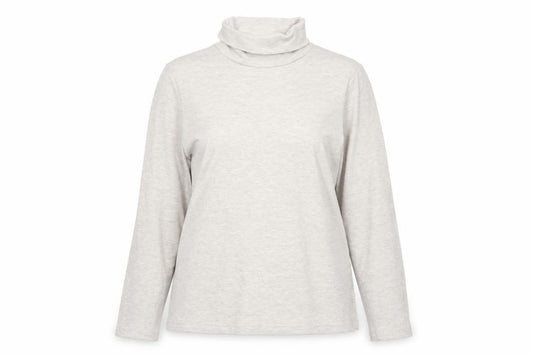 Cotton Traders Women Beige Marl UK 16 Roll Neck Long Sleeve Jersey Top