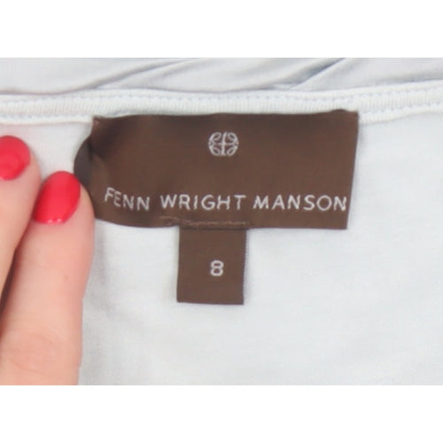 Fenn Wright Manson Women Blue UK 8 Viscose Scoop Neck Long Sleeve Top