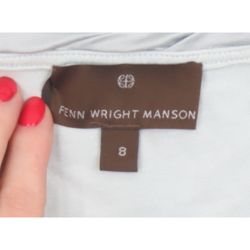 Fenn Wright Manson Women Blue UK 8 Viscose Scoop Neck Long Sleeve Top