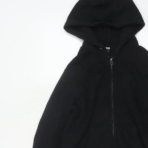 Uniqlo Men’s Black XS Full Zip Hooded Cotton Fleece Hoodie Pockets