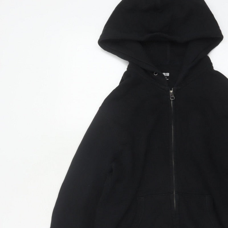 Uniqlo Men’s Black XS Full Zip Hooded Cotton Fleece Hoodie Pockets