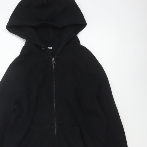 Uniqlo Men’s Black XS Full Zip Hooded Cotton Fleece Hoodie Pockets
