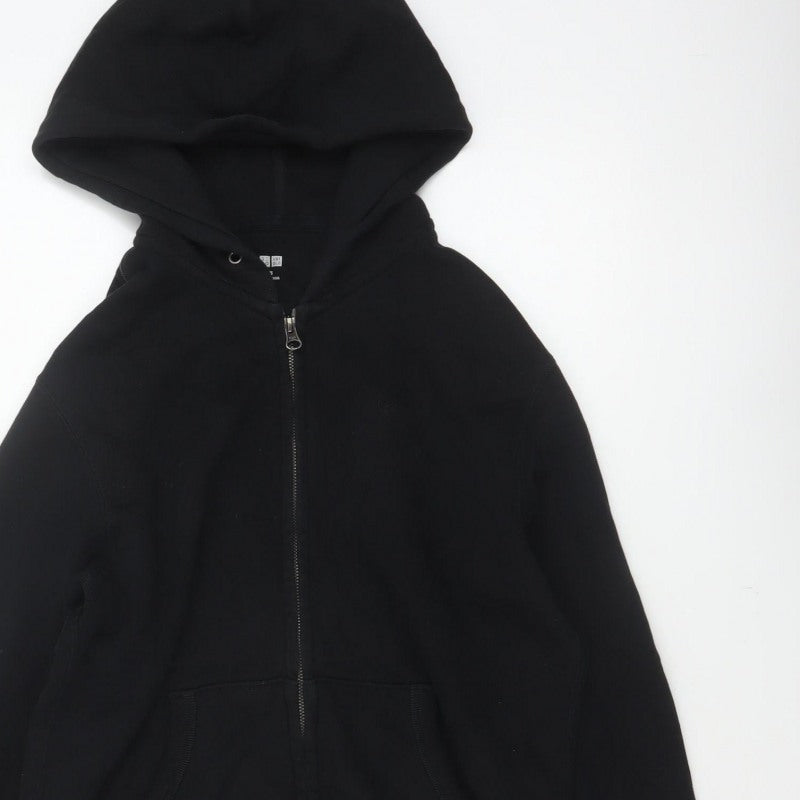 Uniqlo Men’s Black XS Full Zip Hooded Cotton Fleece Hoodie Pockets