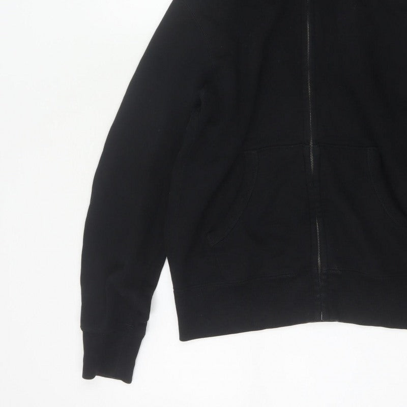 Uniqlo Men’s Black XS Full Zip Hooded Cotton Fleece Hoodie Pockets