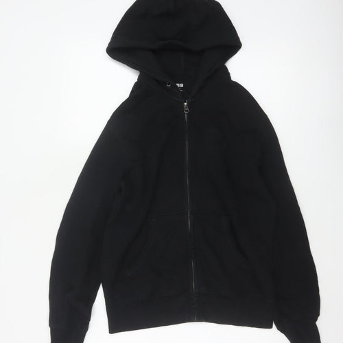 Uniqlo Men’s Black XS Full Zip Hooded Cotton Fleece Hoodie Pockets