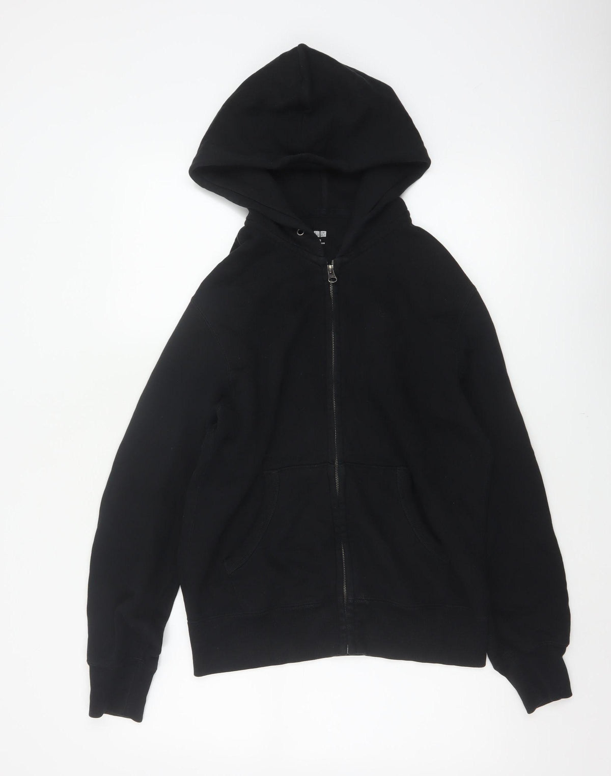 Uniqlo Men’s Black XS Full Zip Hooded Cotton Fleece Hoodie Pockets