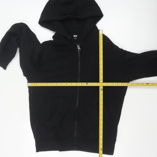 Uniqlo Men’s Black XS Full Zip Hooded Cotton Fleece Hoodie Pockets