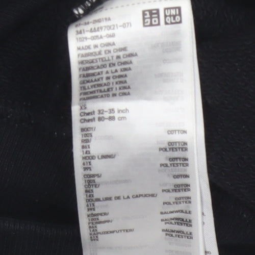 Uniqlo Men’s Black XS Full Zip Hooded Cotton Fleece Hoodie Pockets