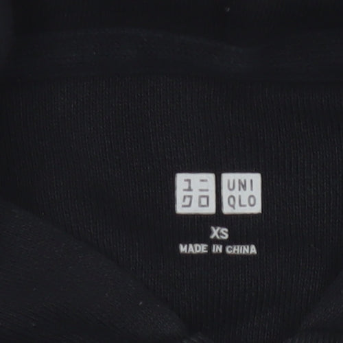Uniqlo Men’s Black XS Full Zip Hooded Cotton Fleece Hoodie Pockets