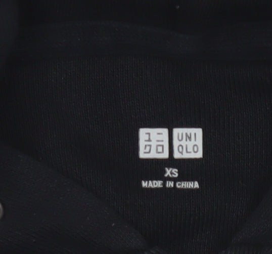Uniqlo Men’s Black XS Full Zip Hooded Cotton Fleece Hoodie Pockets