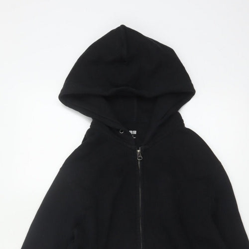Uniqlo Men’s Black XS Full Zip Hooded Cotton Fleece Hoodie Pockets