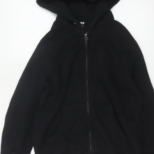 Uniqlo Men’s Black XS Full Zip Hooded Cotton Fleece Hoodie Pockets