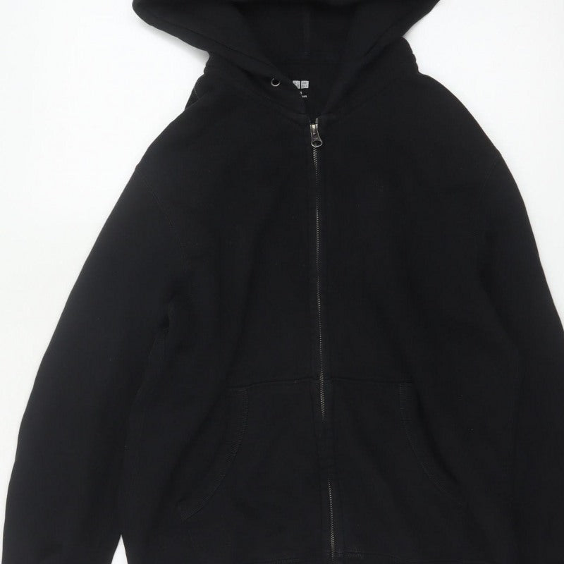 Uniqlo Men’s Black XS Full Zip Hooded Cotton Fleece Hoodie Pockets