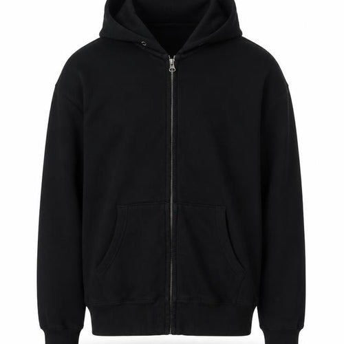 Uniqlo Men’s Black XS Full Zip Hooded Cotton Fleece Hoodie Pockets