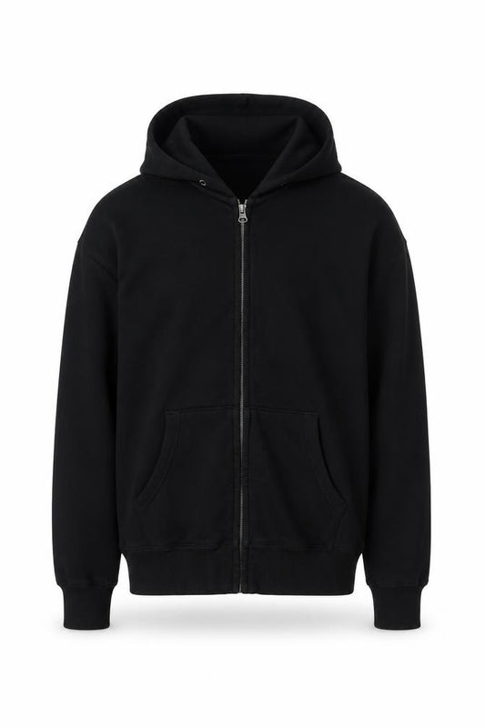 Uniqlo Men’s Black XS Full Zip Hooded Cotton Fleece Hoodie Pockets