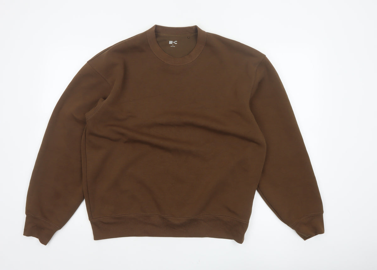 Uniqlo C Men’s Brown M Crew Neck Pullover Cotton Blend Sweatshirt