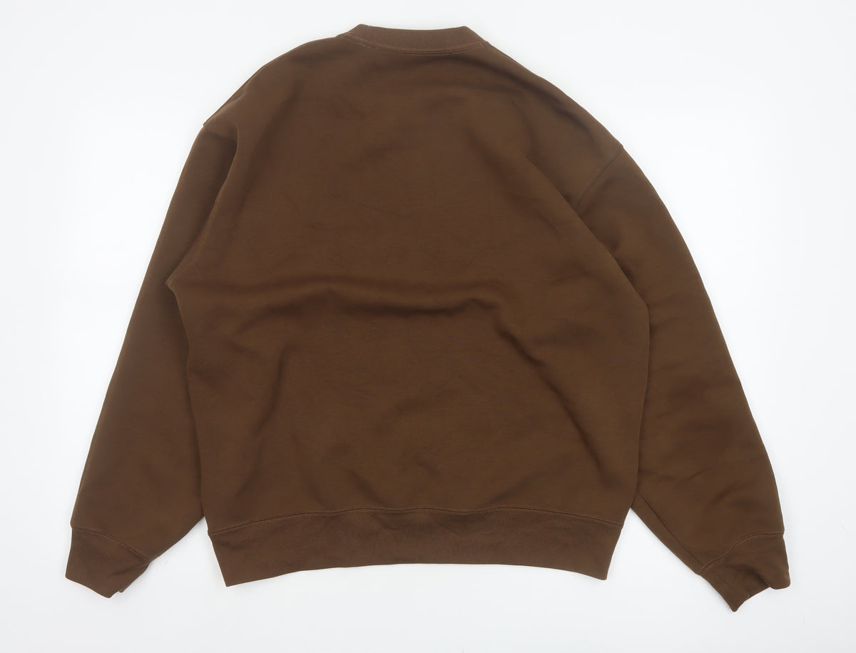 Uniqlo C Men’s Brown M Crew Neck Pullover Cotton Blend Sweatshirt