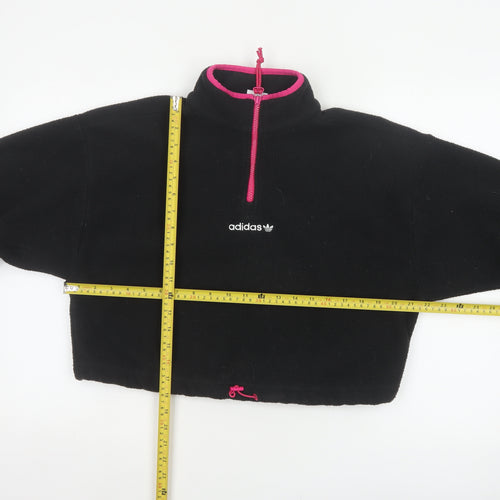 Adidas Women's Black Pink Pullover 1/2 Zip Fleece Sweatshirt UK 14 M