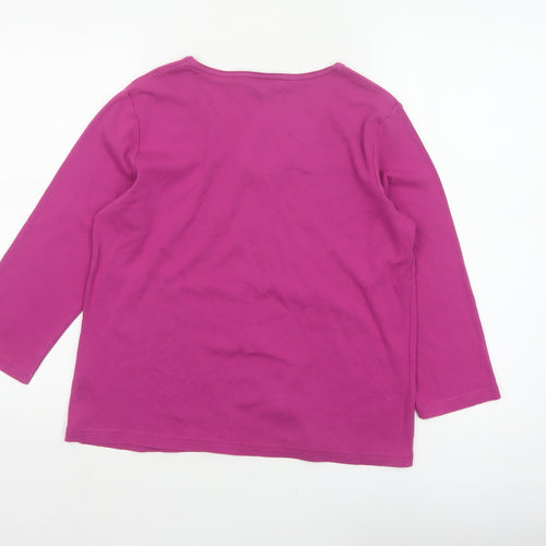 Maine New England Women’s Pink Size 14 Floral V-Neck 3/4 Sleeve Top