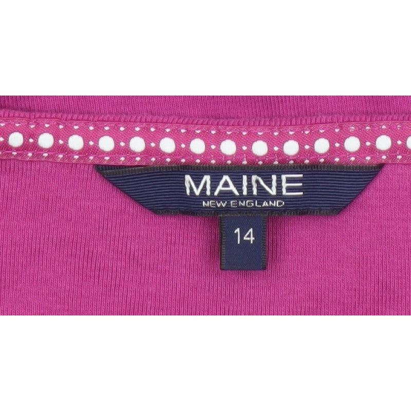 Maine New England Women’s Pink Size 14 Floral V-Neck 3/4 Sleeve Top