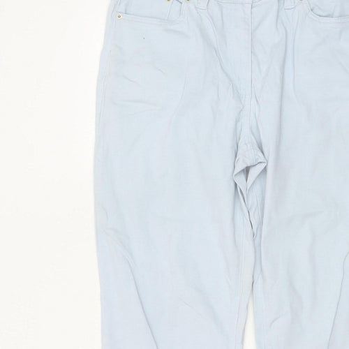 Damart Women Blue UK 14 Tapered Stretch Cotton Trousers Pockets