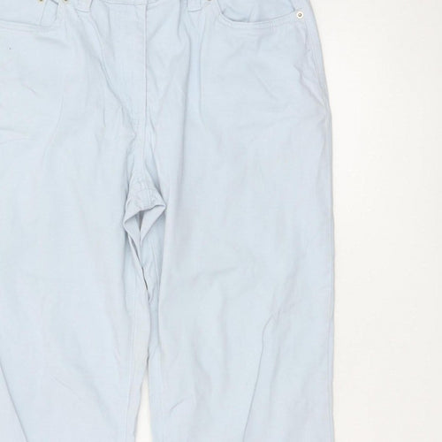 Damart Women Blue UK 14 Tapered Stretch Cotton Trousers Pockets